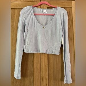 Abound Light Blue V-Neck Crop Top